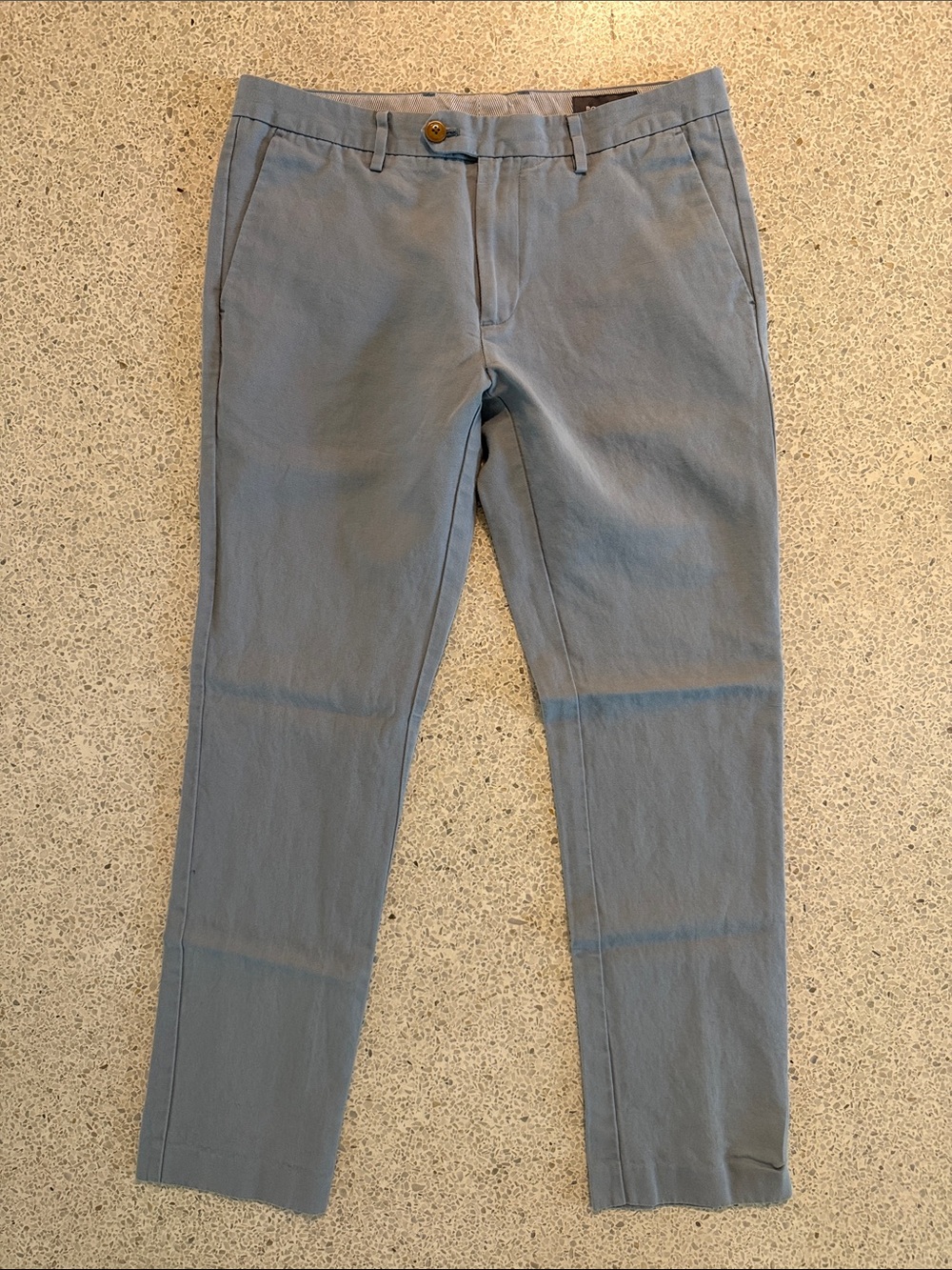 Bonobos Tailored Linen Cotton Tab Over Italian Chinos in Light Gray Blue 32 x 30
